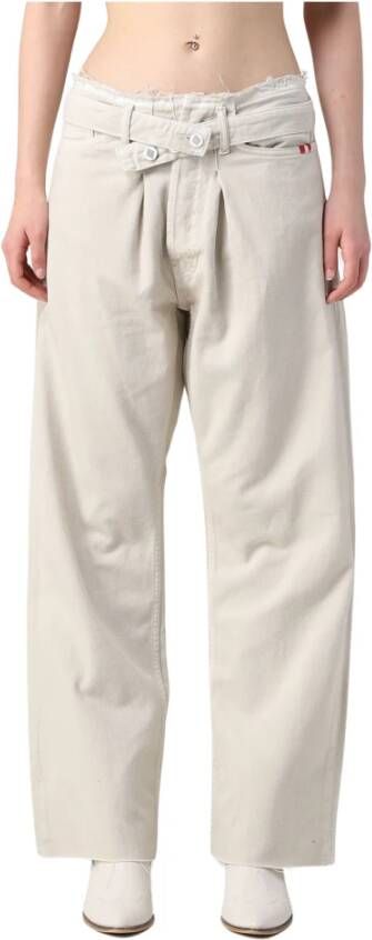 Amish Wide Jeans Klassieke Pasvorm Beige Dames