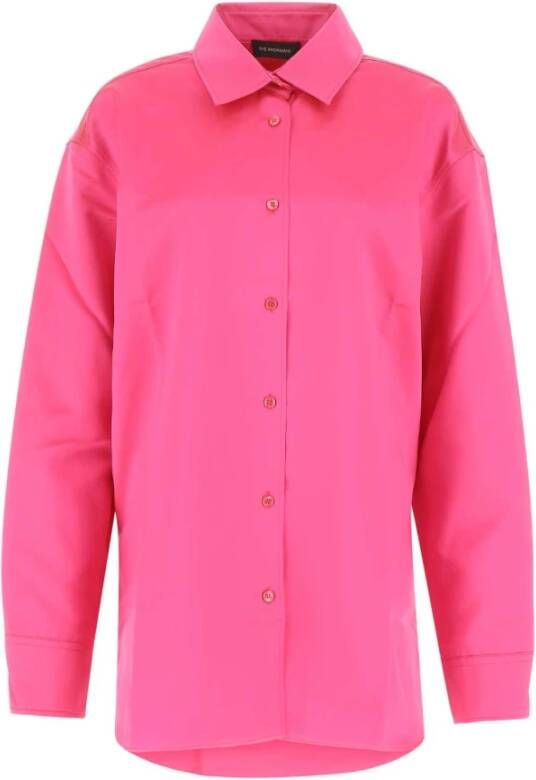 Andamane Fuchsia Satin Oversize Georgiana -shirt Roze Dames