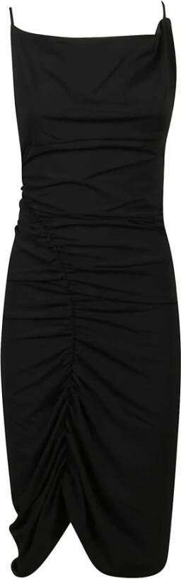Andamane Gedrapeerde midi -jurk Zwart Dames