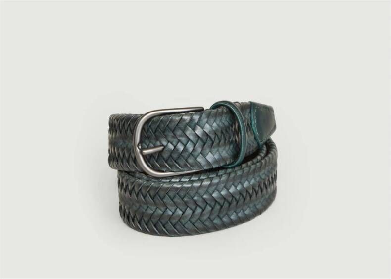 Anderson's Elasche gevlochten lederen riem Blauw Heren