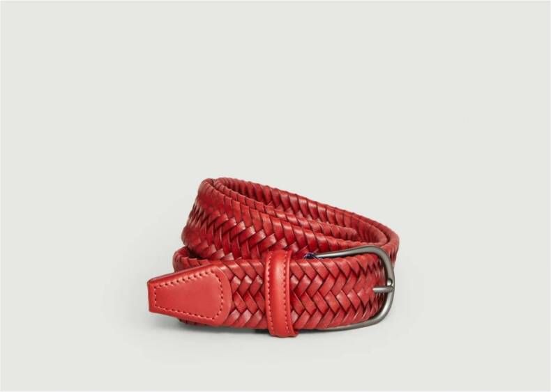 Anderson's Elastische gevlochten lederen riem Rood Heren
