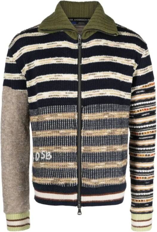 Andersson Bell Patchwork Cardigan met Gestreept Motief Intarsia Multicolor Heren