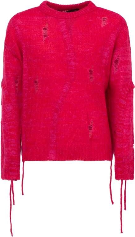 Andersson Bell Fuchsia Sweater met All-Over Distressed Design Pink Heren