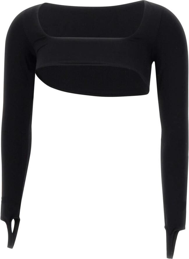 Andrea Adamo Zwarte Jersey Top met Lange Mouwen Black Dames