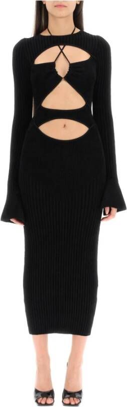 Andrea Adamo Andreadamo ribbed-knit midi dress with cut outs Zwart Dames