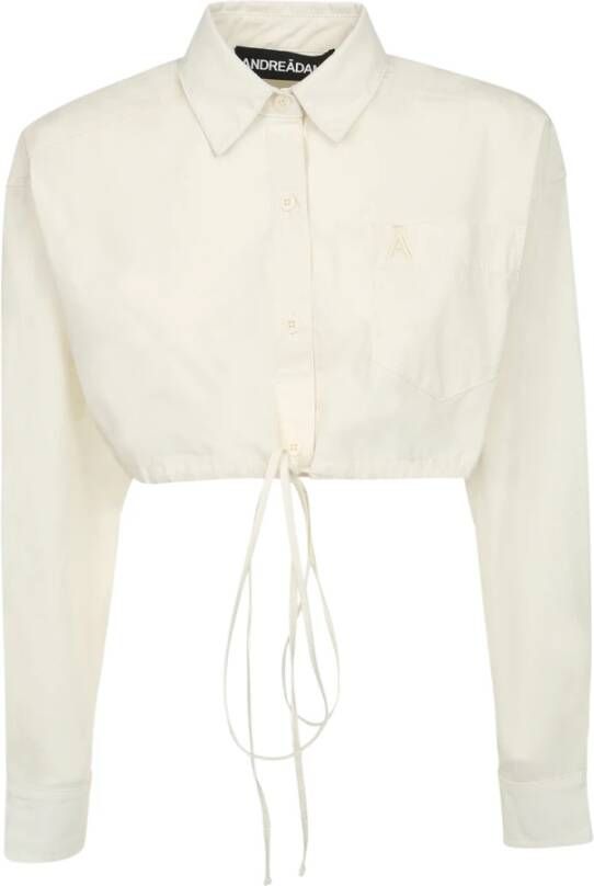 Andrea Adamo Elegante Witte Geknipte Overhemd met Klassieke Kraag White Dames