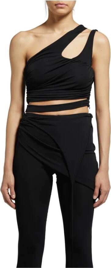 Andrea Adamo Gedrapeerd Jersey Asymmetrisch Top Zwart Dames