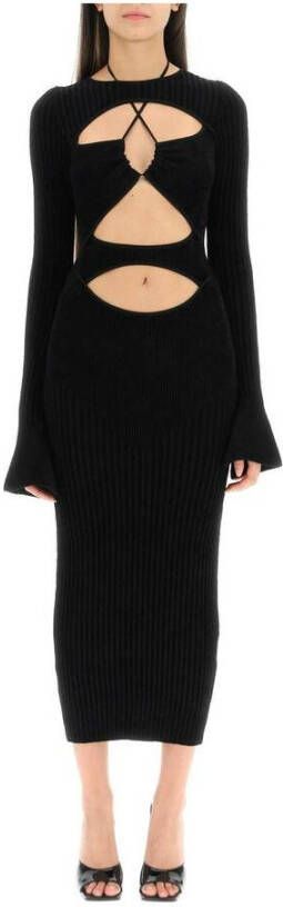 Andrea Adamo Andreadamo ribbed-knit midi dress with cut outs Black Dames