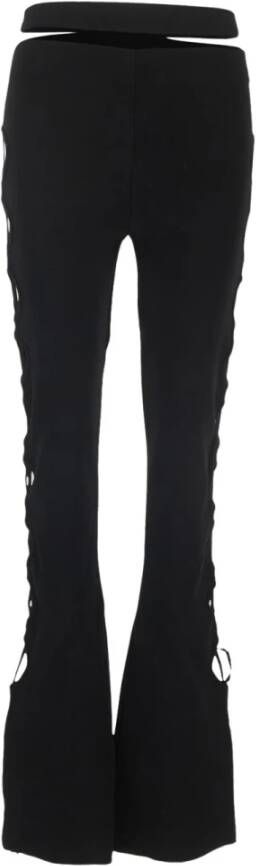 Andrea Adamo Ribbed Knit Flared Pant With Cut Out-Detail Zwart Dames