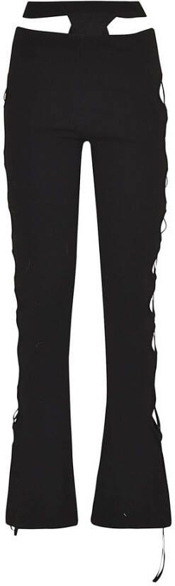 Andrea Adamo Andreadamo flared jersey pants with cut outs Zwart Dames