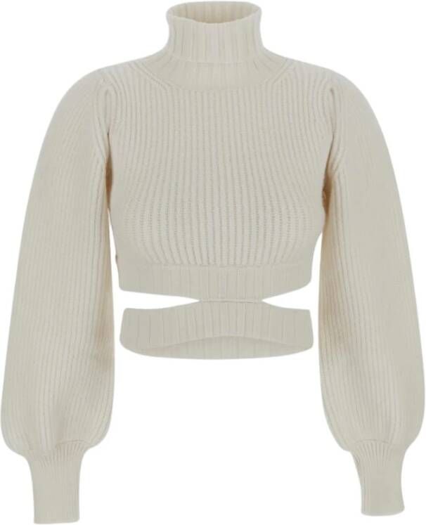 Andrea Adamo Stijlvolle Cropped Sweater Beige Dames