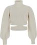 Andrea Adamo Stijlvolle Cropped Sweater Beige Dames - Thumbnail 1
