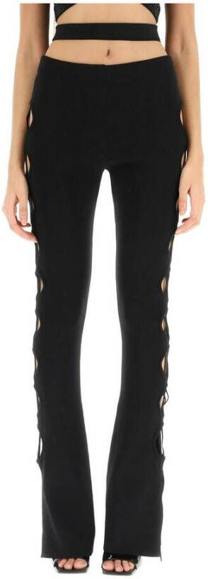 Andrea Adamo Andreadamo flared jersey pants with cut outs Zwart Dames