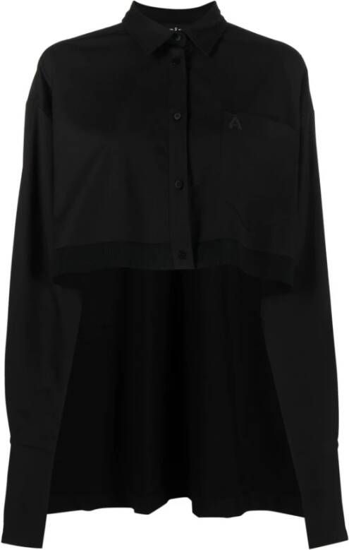 Andrea Adamo Zwarte Cape-Design Shirt Zwart Dames