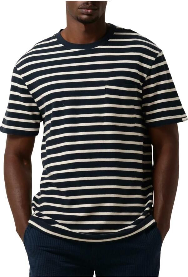 ANERKJENDT Heren Polo's & T-shirts Akkikki S s Stripe Tee Gots Blauw wit Gestreept - Foto 3
