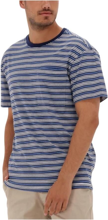ANERKJENDT Heren Polo's & T-shirts Akkikki Blue Stripe Tee Blauw - Foto 4