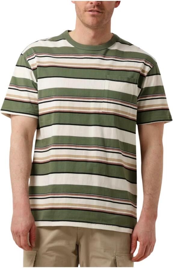 ANERKJENDT Heren Polo's & T-shirts Akkikki S s Stripe Tee Olijf - Foto 3