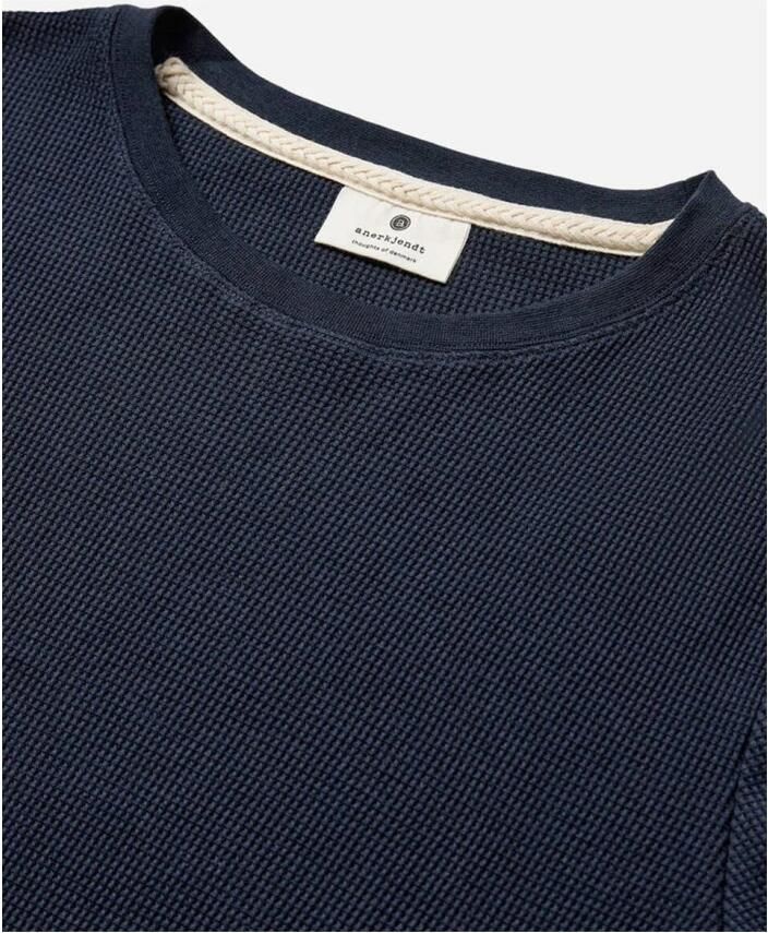 ANERKJENDT Heren Polo's & T-shirts Akkiki S s Waffle Tee Donkerblauw - Foto 5