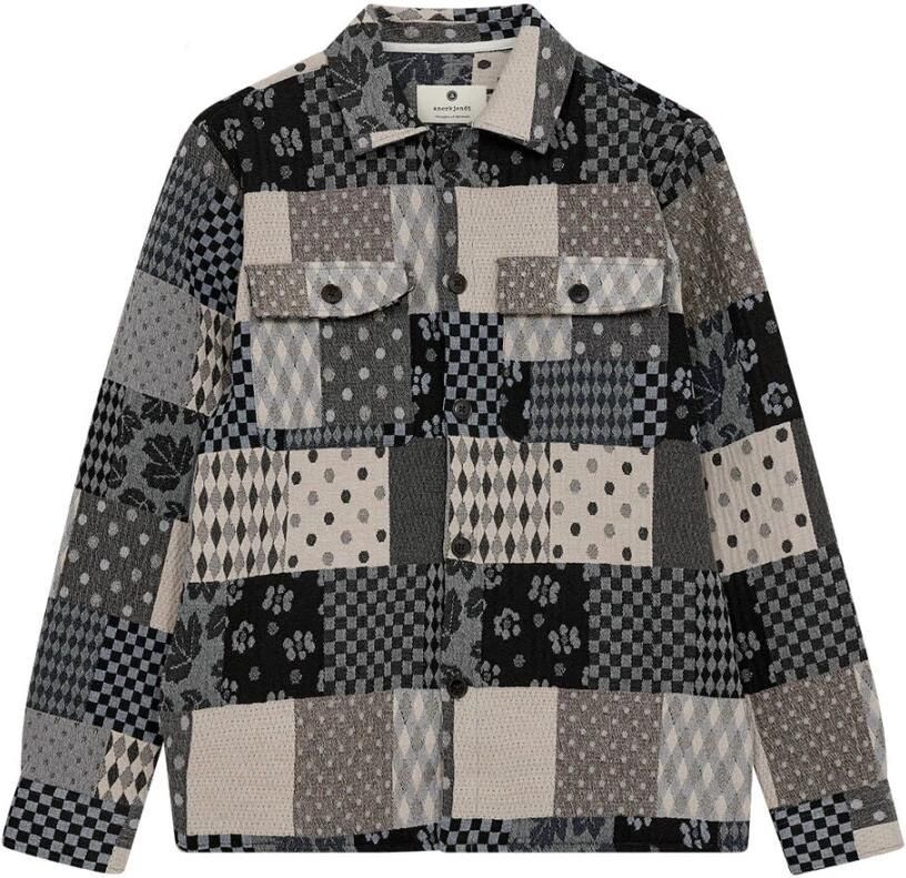ANERKJENDT Heren Overshirts Akoscar Patchwork Overshirt Blauw - Foto 5