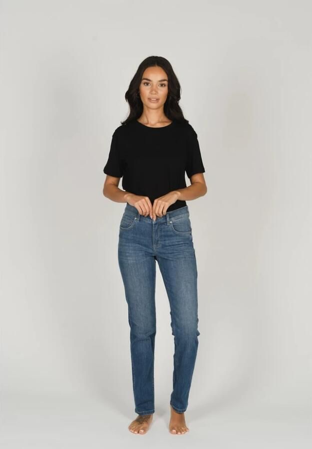 Angels Slim tapered fit stoffen broek met stretch model 'Solid' - Foto 3