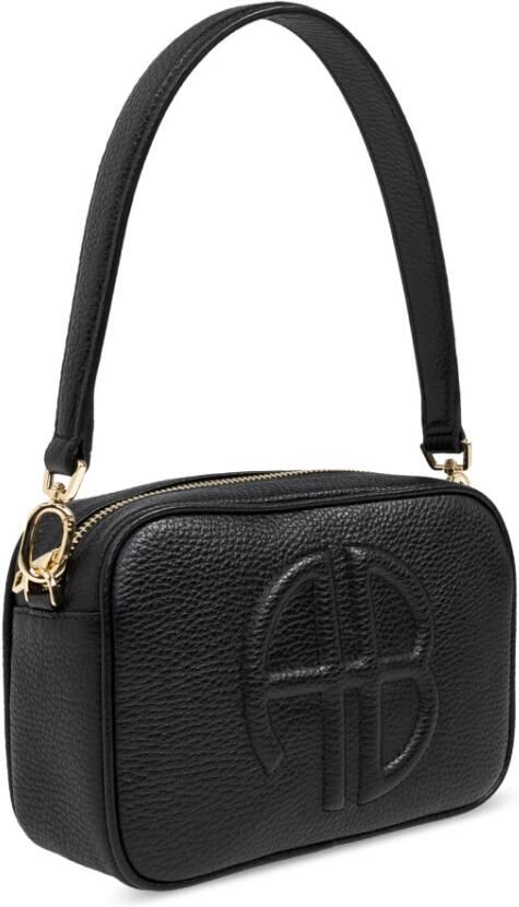 Anine Bing Zwarte Leren Crossbody Tas met Handvat Black Dames - Foto 3