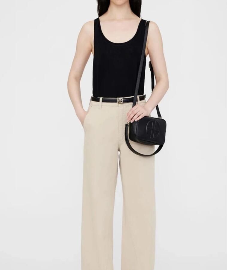 Anine Bing Zwarte Leren Crossbody Tas met Handvat Black Dames