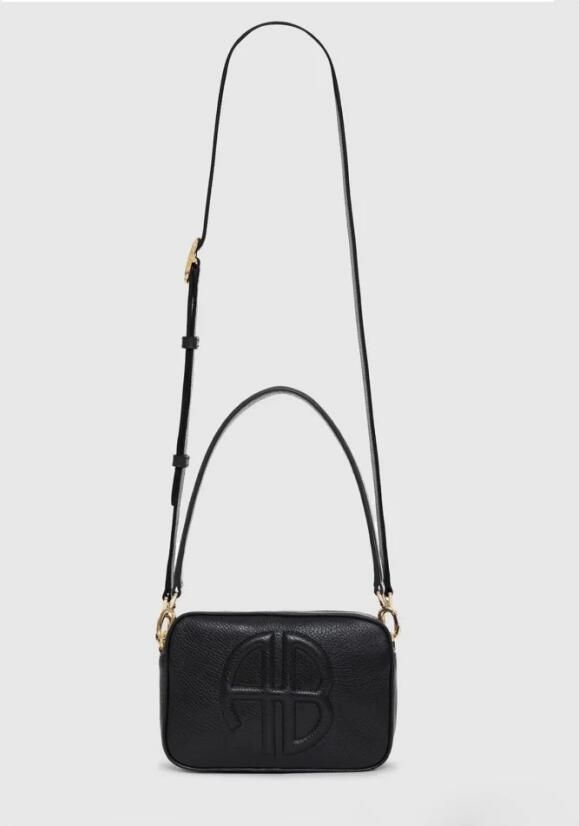 Anine Bing Zwarte Leren Crossbody Tas met Handvat Black Dames - Foto 7