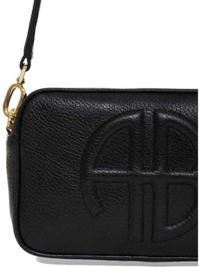 Anine Bing Zwarte Leren Crossbody Tas met Handvat Black Dames - Foto 4
