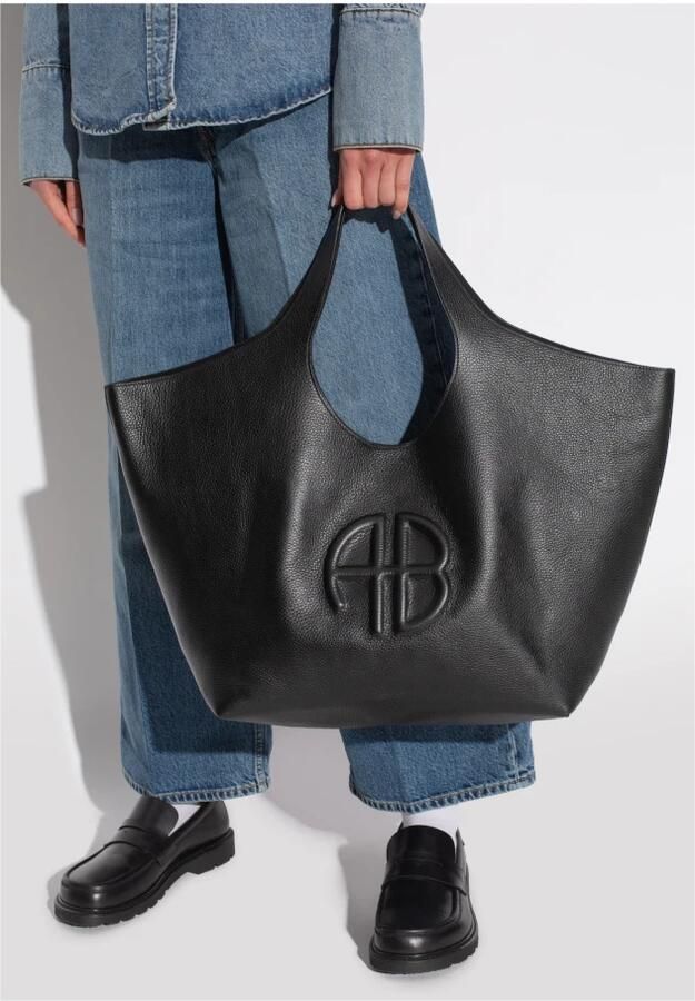 Anine Bing Shoppers & Totes Lili Shopper Bag Leather Black in zwart