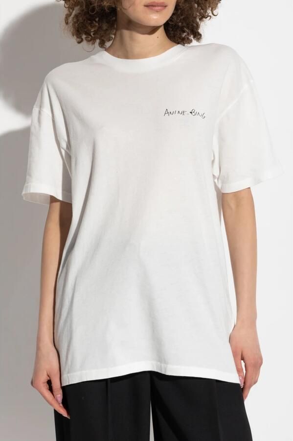 Anine Bing Walker Tee Lyrics Ivory Biologisch Katoen Beige Dames - Foto 6