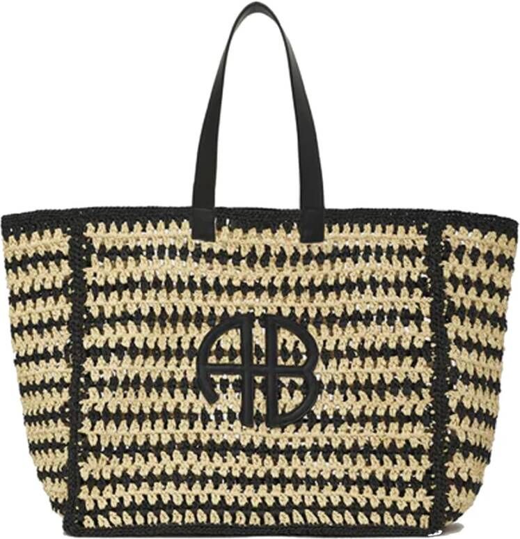 Anine Bing Grote Zwarte Neutrale Streep Tasker Multicolor Dames