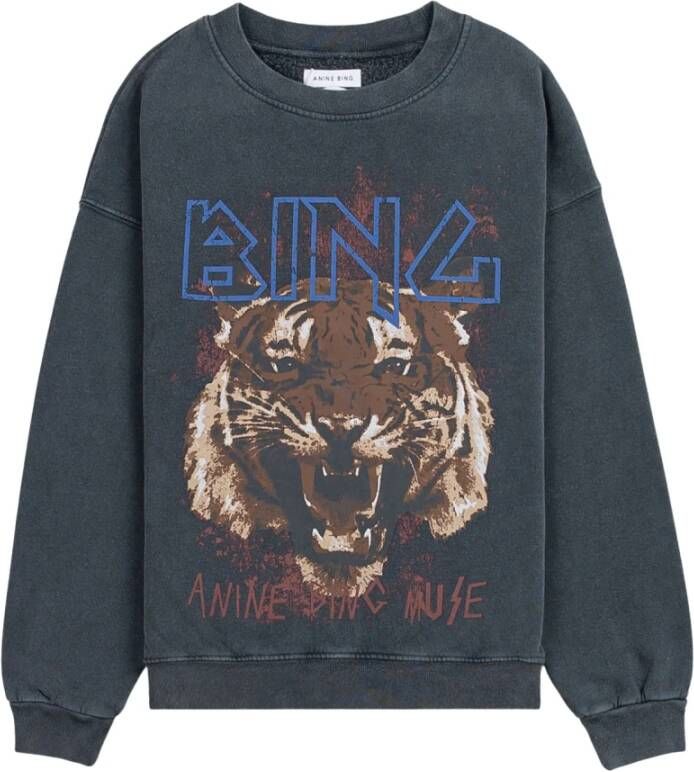 Anine Bing Gewassen zwarte bedrukte sweaters Gray Dames