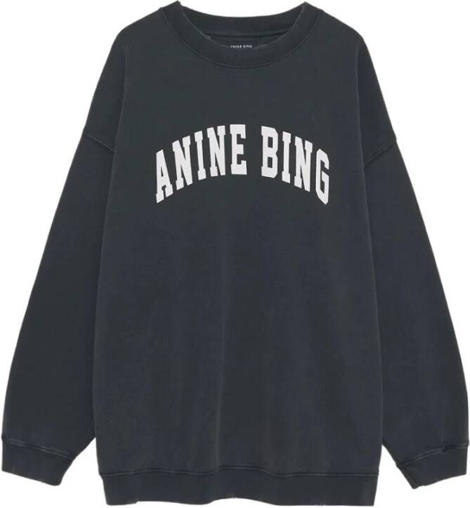 Anine Bing Vintage Oversized Sweatshirt met Distressed Details Black Dames