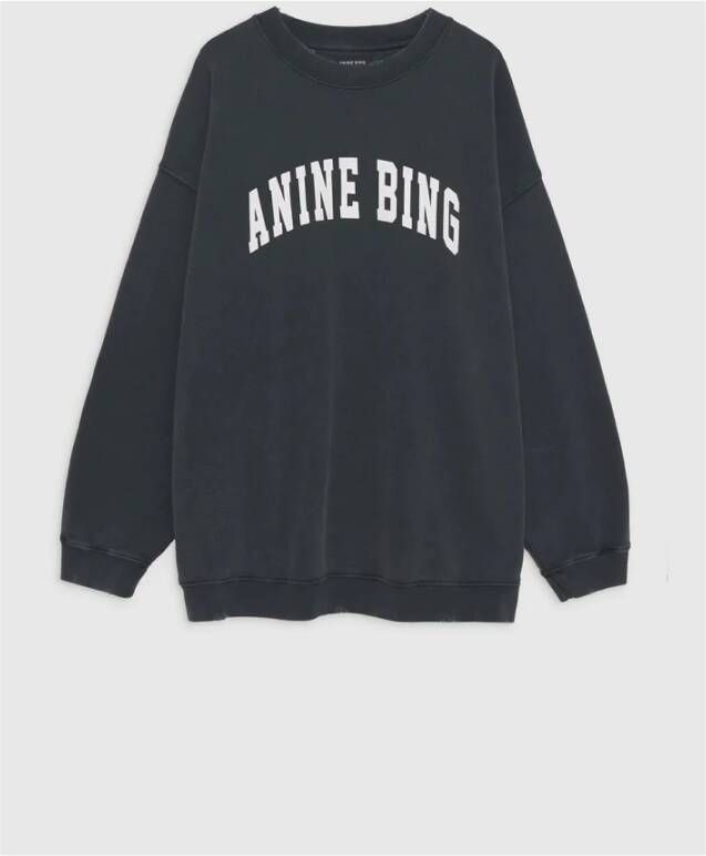 Anine Bing Vintage Oversized Sweatshirt met Distressed Details Black Dames