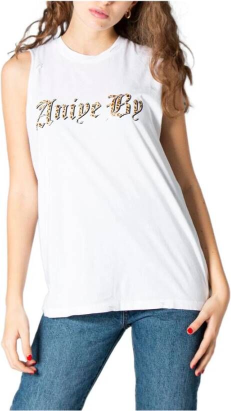 Aniye By Mouwloze Tanktop met Witte Print White Dames