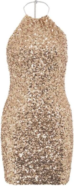 Aniye By Pailletten Jurk met Halternek en Blote Rug Yellow Dames
