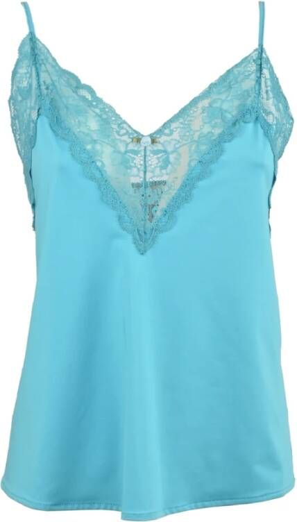 Aniye By Lycra Kantdetail V-Hals Top Blue Dames