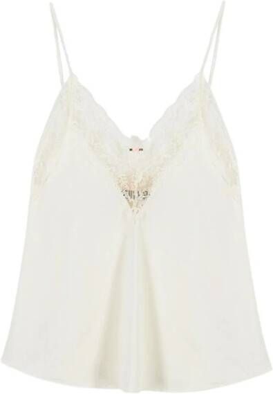 Aniye By Lycra Top met Kantdetail en V-hals White Dames