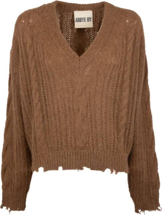 Aniye By V-neck Knitwear Bruin Dames