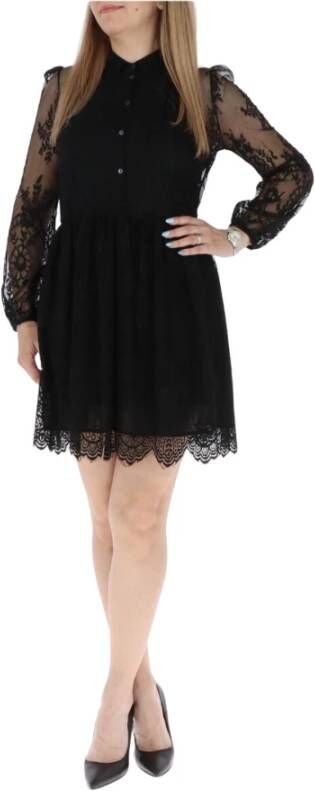 Aniye By Zwarte Jurk met Lange Mouwen van Gemengde Stoffen Black Dames