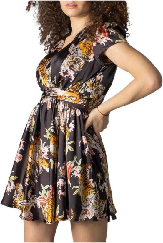 Aniye By Zwart Bedrukte Korte Jurk Lente Zomer Multicolor Dames