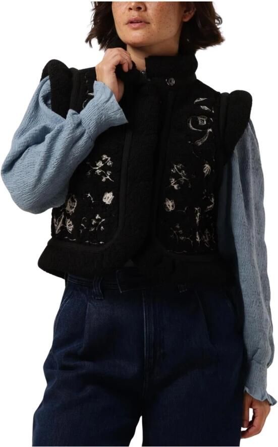 Antik batik Omkeerbaar geborduurd imitatiebont vest Black Dames - Foto 3