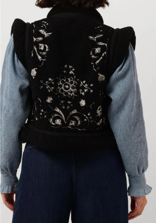 Antik batik Omkeerbaar geborduurd imitatiebont vest Black Dames - Foto 2