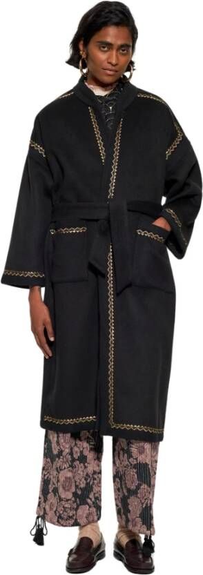 Antik batik Belted Coats Black Dames
