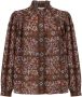 Antik batik Flora Katoenen Voile Blouse Bruin Dames - Thumbnail 1