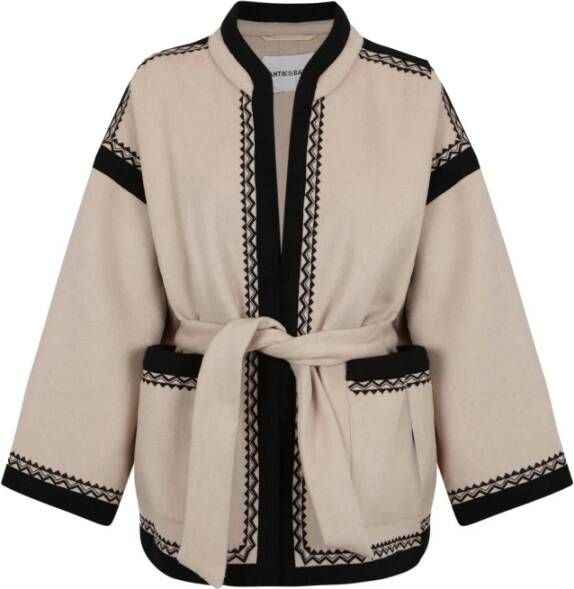 Antik batik Geborduurd Kimono-geïnspireerd Jack Beige Dames
