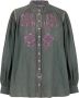 Antik batik Geborduurde katoenen crêpe blouse Groen Dames - Thumbnail 1