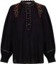 Antik batik Geborduurde katoenen crêpe blouse Zwart Dames - Thumbnail 1