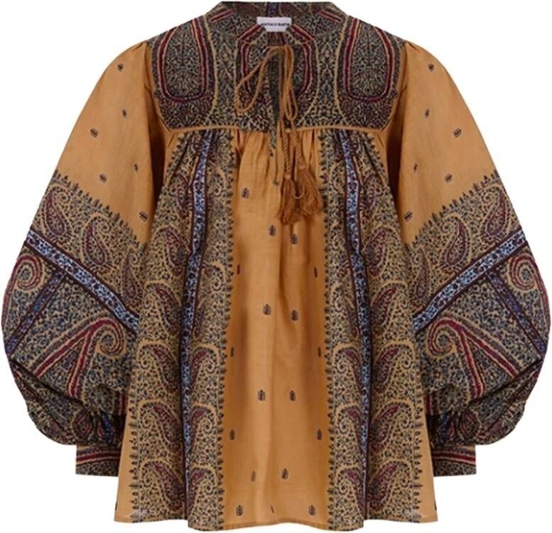 Antik batik Kameel Hida Blouse Damesblouse Multicolor Dames