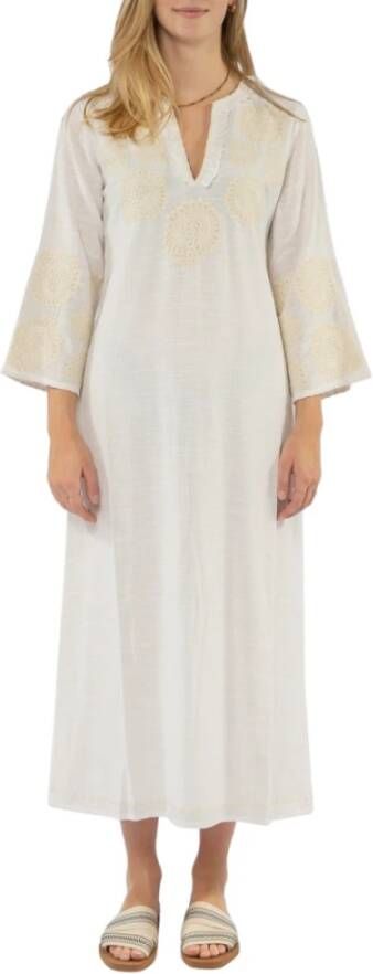 Antik batik Long Lange Jurk Wit Dames